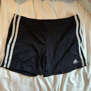 Adidas Women's Black Athletic Shorts with White Stripes
